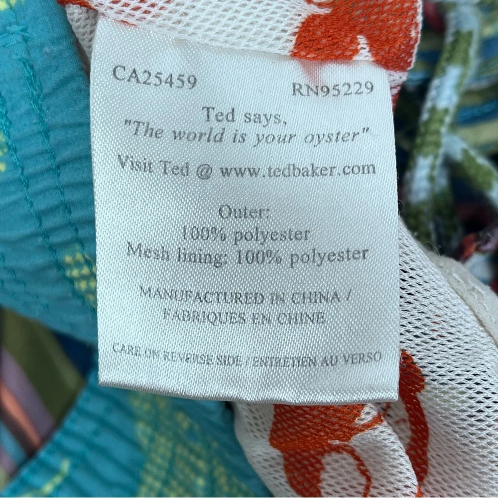 Ted Baker Men's Retro Srtriped Swim Trunks with Mesh Lobster Liner Size 5(XL)